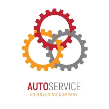 Autoservice vector logo template with gears Stock Illustration