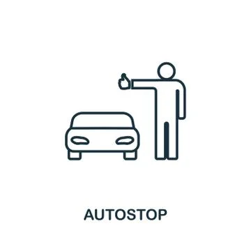 Autostop outline icon. Simple element illustration. Autostop icon sign design Stock Illustration