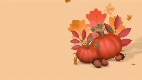 Autumn 3D animation with pumpkins Stock Footage 285778449