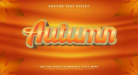 Autumn 3d editable text effect Template Stock Illustration