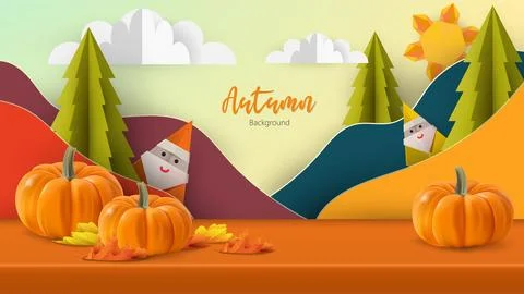 Autumn abstract background studio table Stock Illustration