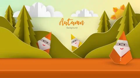 Autumn abstract background studio table, product display Stock Illustration