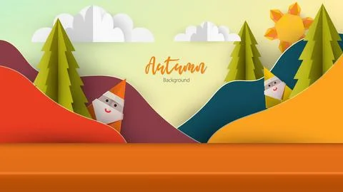 Autumn abstract background studio table, product display Stock Illustration