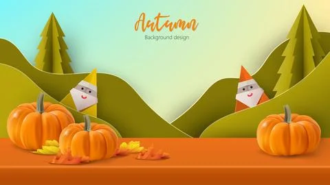 Autumn abstract background studio table, product display Stock Illustration