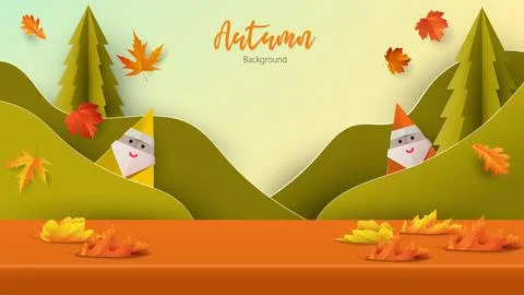 Autumn abstract background studio table, product display Stock Illustration