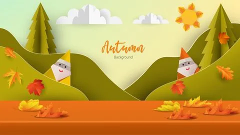 Autumn abstract background studio table, product display Stock Illustration
