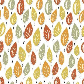 Autumn abstract leaves seamless pattern background Ilustración de archivo