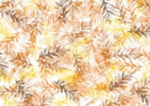 Autumn abstract pattern of leaves painted in watercolor. Foliage in autumn, a Stock Illustration