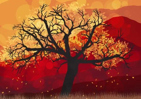 Autumn Abstract Tree - Vector Illustration Stock Illustration