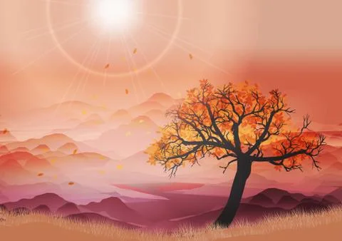 Autumn Abstract Tree - Vector Illustration Stock Illustration