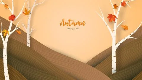 Autumn abstract vector forest landscape in papercraft style. Stock Illustration