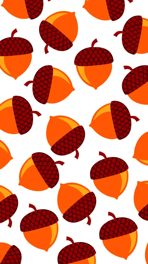 Autumn Acorn Seamless Pattern Background with Colorful Falling Oak Nuts Loop Stock Footage 340855712