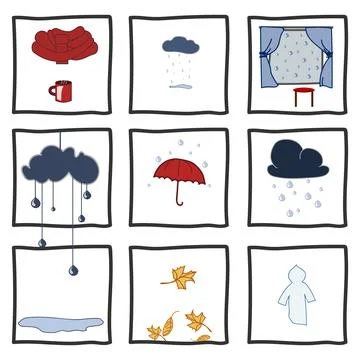 Autumn activity objects set. Vector color illustration 스톡 일러스트