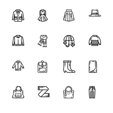 Autumn and fall clothes. Set outline icon EPS 10 vector format. Professional  Stock-Illustration