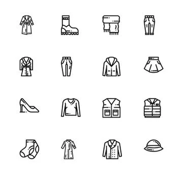 Autumn and fall clothes. Set outline icon EPS 10 vector format. Professional  Stock Illustration