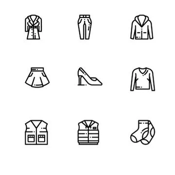 Autumn and fall clothes. Set outline icon EPS 10 vector format. Professional  Stock Illustration