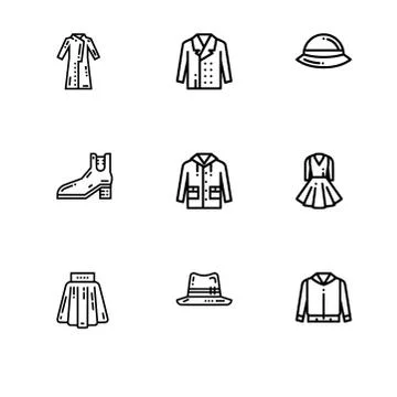 Autumn and fall clothes. Set outline icon EPS 10 vector format. Professional  Stock Illustration