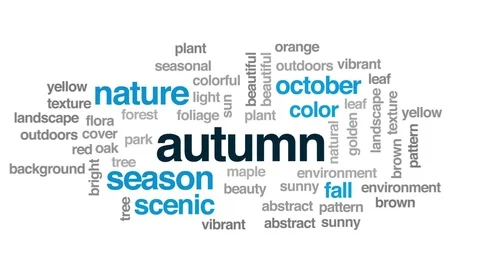 Autumn animated word cloud, text design animation. Stock Footage