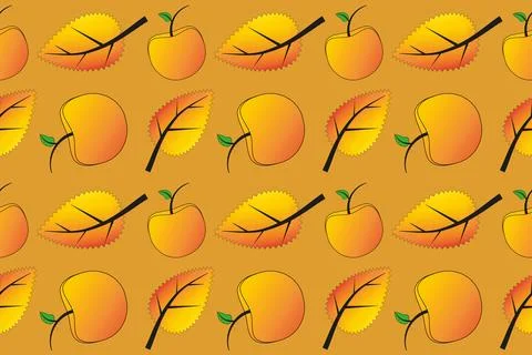 Autumn Apple and Leaf Pattern 스톡 일러스트