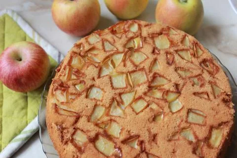 Autumn apple pie on the table Stock Photos