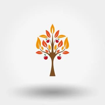 Autumn apple tree Stock Illustration