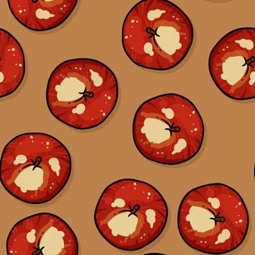 Autumn apples seamless pattern. Cute fall decoration background texture tile Illustrazione stock