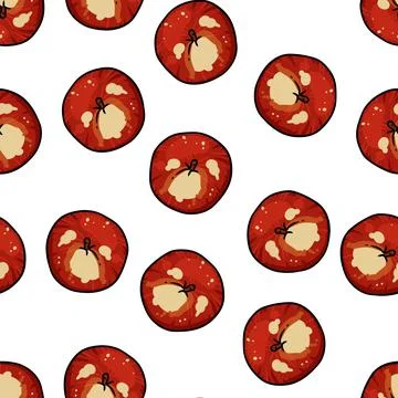 Autumn apples seamless pattern. Cute fall decoration background texture tile Stock Illustration