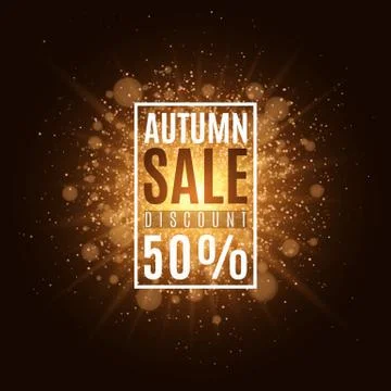 Autumn background with banner and text. Autumn sale. Abstract golden bright f 库存插图