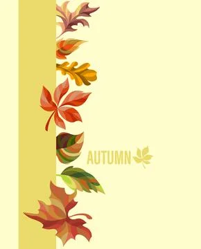 Autumn background banner with textured fall leaves on a blue gingham plaid pa イラスト素材
