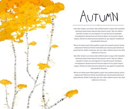 Autumn background with birch trees Stock Illustration