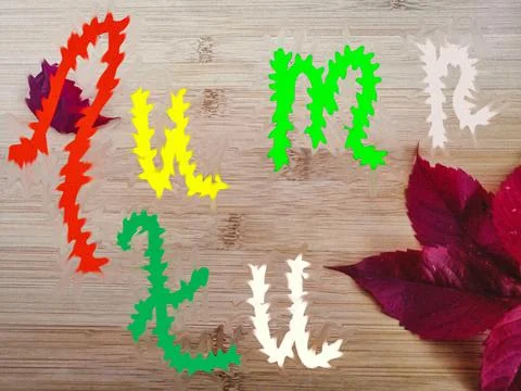 Autumn background with colored letters, template for design. Stock Illustration