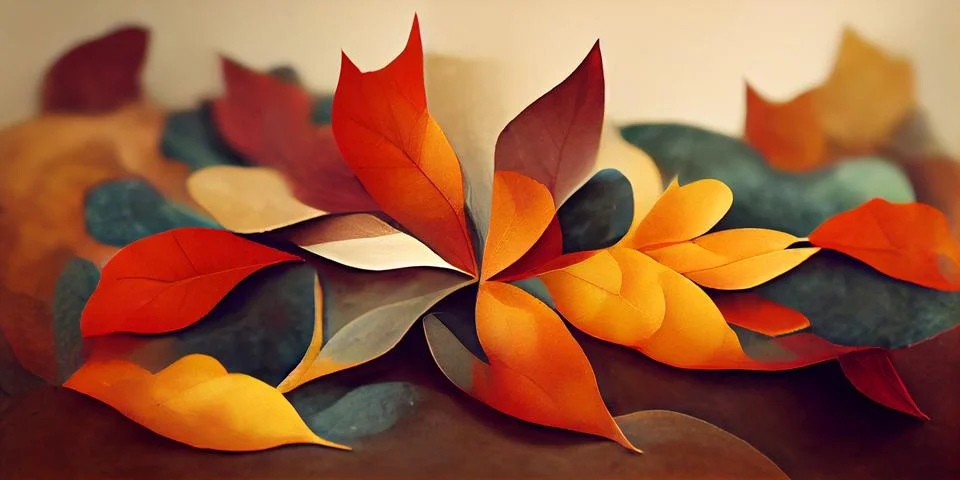Autumn background with copy-space. Falling yellow leaves on floor. 스톡 일러스트