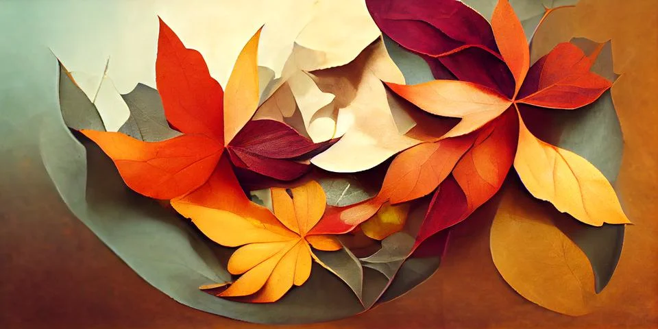 Autumn background with copy-space. Falling yellow leaves on floor. Stock Illustration