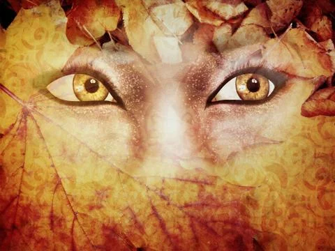 Autumn background with eyes Illustration