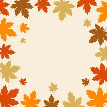 Autumn background with fall leaves border design. Stock Illustration