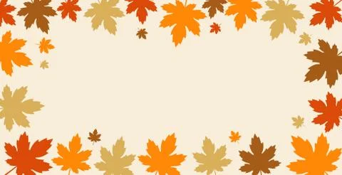 Autumn background with fall leaves border design. Ilustración de archivo