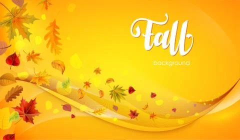 Autumn background with falling leaves Stock Illustration