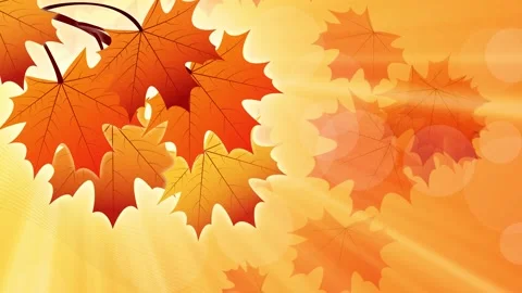 Autumn background. Flat animation 4K with tree branch, falling leaves and rays Stock Footage 141236260