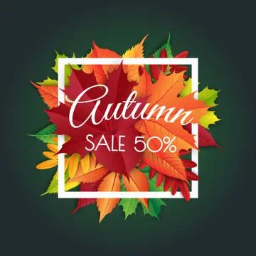 Autumn background with flat leaves design. For cards, invitations Stock Illustration