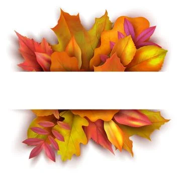Autumn background with forest fall leaves. October holiday nature vector banner Illustrazione stock