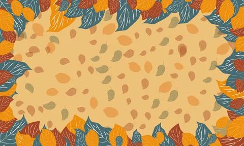 Autumn background with frame of leaves vector horizontal in bright colors Stock Illustration