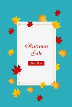 Autumn background layout decorated with leaves. Stock Illustration