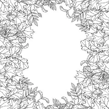 Autumn Background Layout Frame with Falling Leaves. Poster or Card. Maple Row Stock Illustration