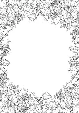 Autumn Background Layout Frame with Falling Leaves. Poster or Card. Maple Row Stock Illustration