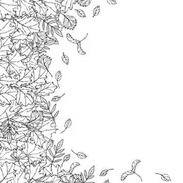 Autumn Background Layout Frame with Falling Leaves. Poster or Card. Maple Row Stock Illustration