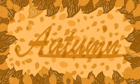 Autumn background with leaf frame vector horizontal in bright colors. Banne.. Stock Illustration