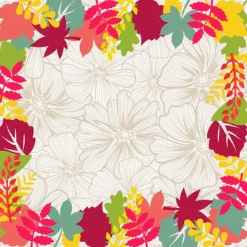 Autumn background leaves border Vector illustration Stock Illustration