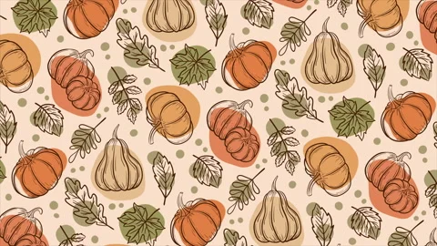 Autumn background with pumpkins and leaves on a seamless loop Stock Footage 317778005