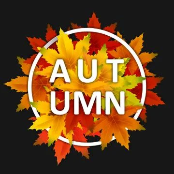 Autumn Background Template, with falling bunch of leaves, shopping sale or Stock Illustration