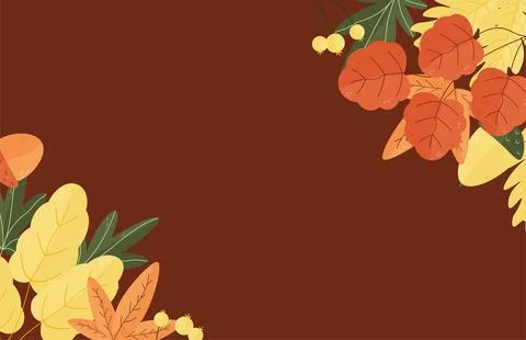 Autumn background for text with leaves, nuts, acorns, berries, seasonal elements Stock Illustration